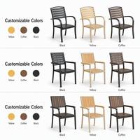 Chaise de jardin moderne en fer, bois et plastique composite, empilable, pour terrasse, café, restaurant, mobilier de jardin