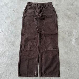 מכנסי קנבס כבדים לגברים, גזרה רחבה וישרה, מכנסי קרגו, מכנסי ג'ינס, שטיפה באבן, מכנסי קנבס לגברים - Product Image 2