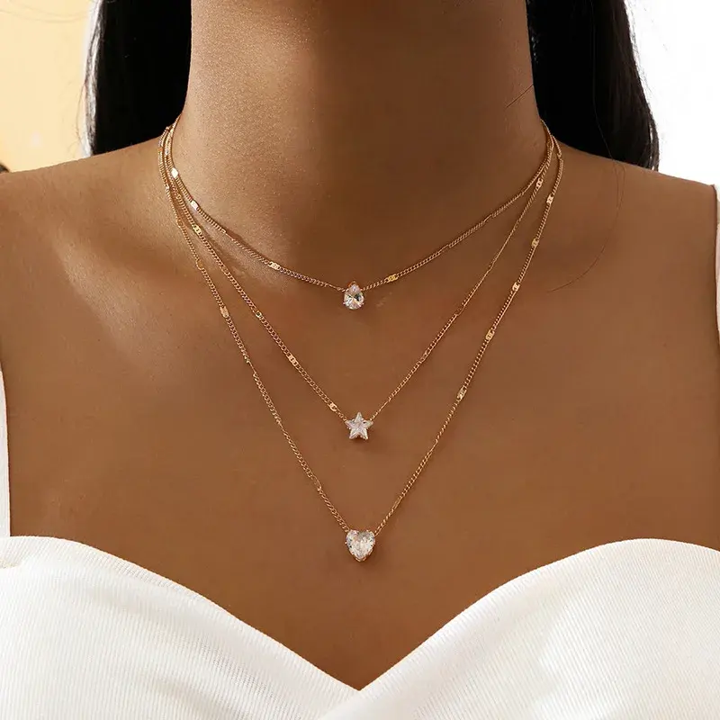 Nuovo Design unico di tendenza della moda squisita pentagramma multistrato amore goccia ciondolo collana per le donne gioielli festa regalo Premium