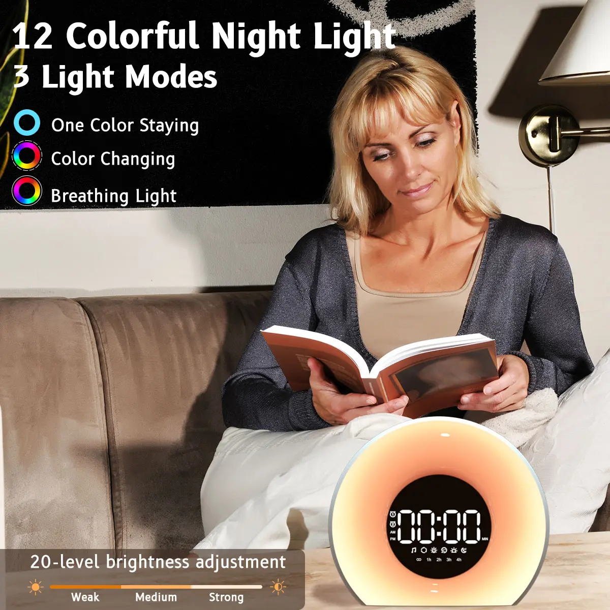 Light Alarm High Quality Snooze Colored Clocks Brookstone Sunrise Wake Up Alarm Clock Wake-up Light