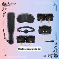Ensemble de bondage sexy 7 pièces pour couples, kit BDSM en cuir PU et dentelle, menottes, bâillon, attaches de cheville, paddle, expédition discrète, emballage confidentiel