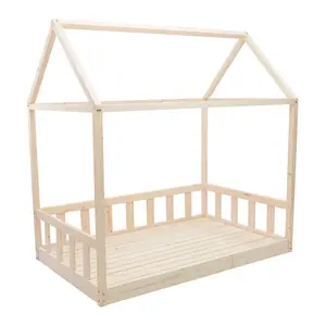 批发北欧风格木制框架儿童床小房间