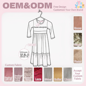 Encantador <span class=keywords><strong>Vestido</strong></span> Largo de Encaje de Manga Larga para Niña Ropa Casual Infantil para Fiesta Vestidos Formales y Sexis con Cinturón Colores Personalizables - Product Image 2