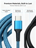 Câble USB-A vers Type-C en nylon tressé, charge rapide, cordon de données avec protection anti-tension renforcée pour téléphone portable Togudu T-255