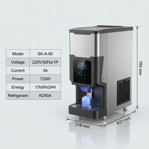 Máquina de Hielo Comercial y Dispensador de Agua y Hielo de Sobremesa: 22L/h, 2 en 1 (Hielo + Agua Fría + Mezcla), Acero Inoxidable 304, Conexión Directa, Silencioso ≤45dB, 22 L/h - Product Image 4
