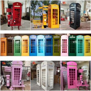 LEDA ชุดฉากหลังโลหะรูปตู้โทรศัพท์วินเทจสีเหลืองสำหรับตกแต่งงานแต่งงานกลางแจ้งสไตล์โมเดิร์นรุ่นใหม่ - Product Image 5