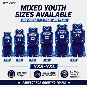 Tenues de basketball pour jeunes, ensemble maillot et short personnalisés, respirant, anti-humidité, sublimation, équipes scolaires, camps, junior - Product Image 5