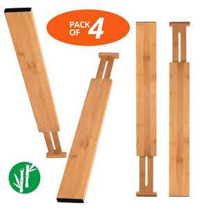100%Natural Bamboo <b>Adjustable</b> <b>Drawer</b> <b>Divider</b> Premium <b>Drawer</b> <b>Dividers</b> Organizer - Product Image 4