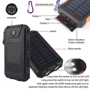 Sạc dự phòng năng lượng mặt trời mini 20000mah, chống nước, dạng móc khóa, tích hợp pin và tấm pin năng lượng mặt trời cho điện thoại - Product Image 3