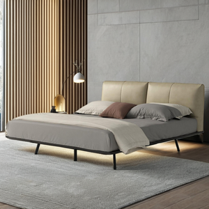 Lits de luxe en cuir lit double 2 M rembourrés en cuir taille King Size ensemble de meubles de chambre à coucher design récent - Product Image 5