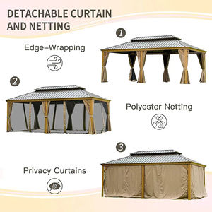 Многофункциональная беседка с твердым верхом, 3x9 м, 12x14, наружная беседка с раздвижной стеклянной дверью, 5x5, сделано в Китае - Product Image 6