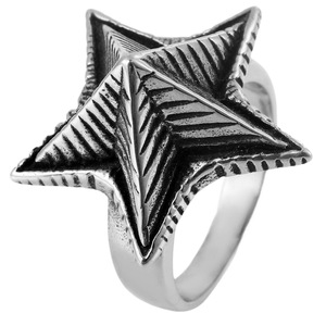 Anillo de dedo índice con forma de estrella de cinco puntas yunique para hombre, anillo geométrico de acero inoxidable plateado, joyería de regalo - Product Image 5