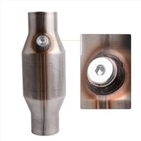 Convertisseur catalytique universel 2,5 pouces avec port pour sonde O2, type filé, en acier inoxydable, 400 cellules, haut débit, compatible avec les performances 425250
