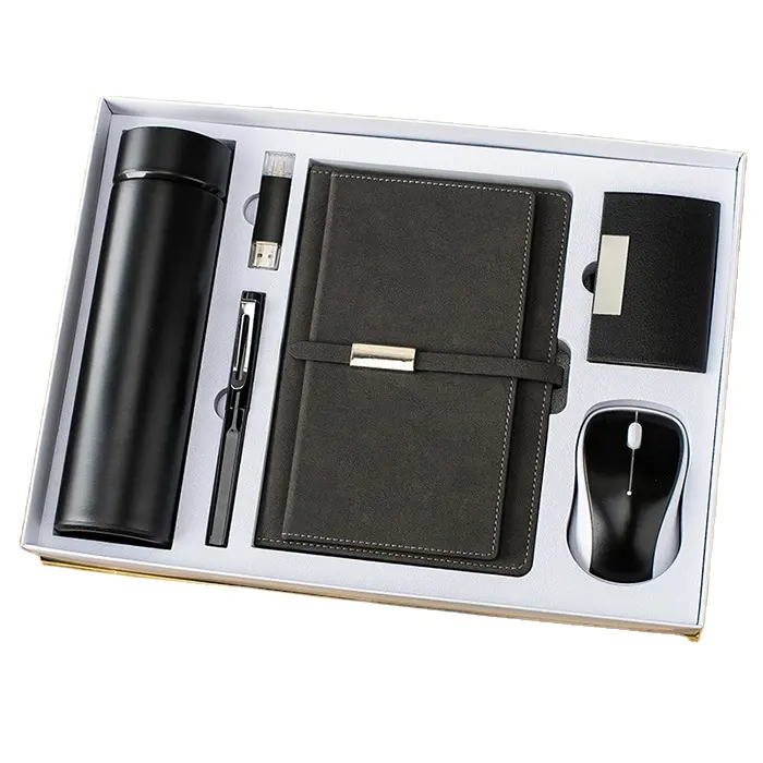 High-end elegant double discount book Business card box + mouse office gift set can be customized
