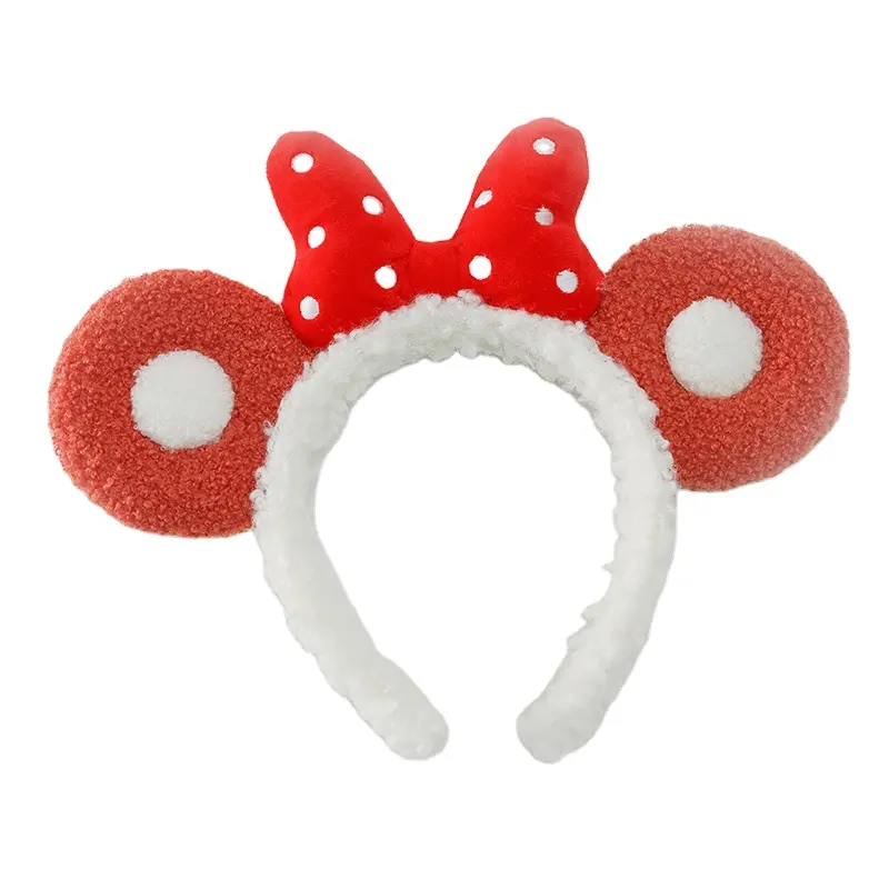 Best Selling Bowtie+Big Ears Cashmere Face Wash Hair Band No Shedding Make Up Headband For Girls Spa Shower