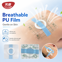 Pansement adhésif réutilisable en gel de silicone souple en film PU, certifié CE, imperméable et respectueux de la peau, pour les soins de santé