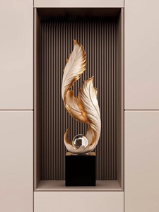 Adorno de Resina con Pluma Dorada y Base de Bola de Cristal, Escultura Decorativa Moderna para el Hogar, Vestíbulo de Hotel - Product Image 5