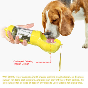 ขวดน้ำพกพาสำหรับสัตว์เลี้ยง 300 มล. ดีไซน์พลาสติกสำหรับสุนัข ใช้งานกลางแจ้ง สีพื้น รูปทรงโค้งมน ใช้งานแบบแมนนวล - Product Image 5