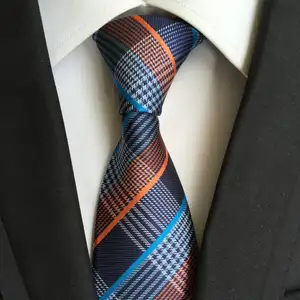 cravat slim Plaid Polka Dots Stripe Tie Handkerchief Woven Classic Men's Necktie
