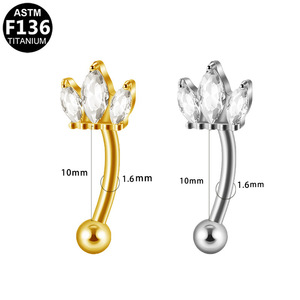 Anneau de nombril floral en alliage de titane G23 de qualité médicale, bijoux de piercing pour femmes - Product Image 2