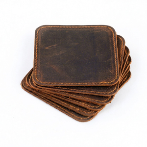Posavasos de Cuero Genuino de Doble Capa con Borde Cosido, Redondos, de Calidad Premium para Restaurantes, LC-0011 - Product Image 1