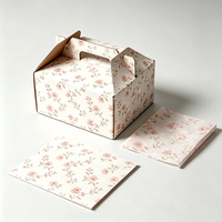 Boîte à pâtisserie personnalisée à emporter, en carton, avec poignée intégrée pliable, boîte à gâteau avec carton découpé en une seule pièce et fond verrouillable