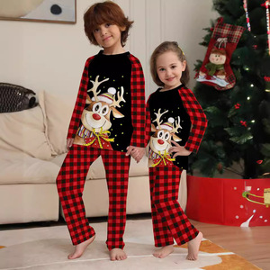 Pijamas de Natal para Família com Estampa de Feliz Natal, Conjunto de Pijamas de Manga Longa por Atacado - Product Image 2
