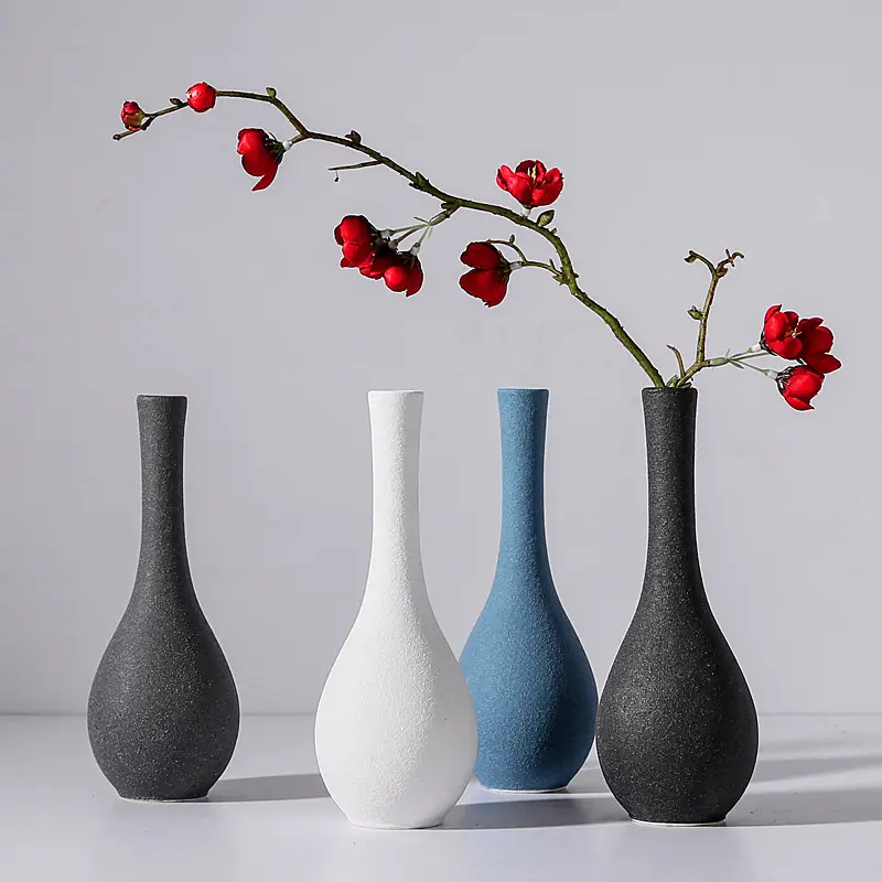 6 pezzi moderni vasi di fiori in ceramica Set di 6 vasi decorativi rustici vaso in ceramica bianca per l'arredamento della casa