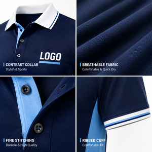 OEM ODM Breathable Short Sleeve Contrast <b>Collar</b> Performance <b>Men</b> High Quality Custom logo Team Polo <b>Shirts</b> - Product Image 3