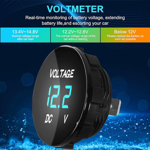 Mini Voltímetro <span class=keywords><strong>Digital</strong></span> LED de 12-24V, IP66 Impermeable, Monofásico, con Panel Redondo, <span class=keywords><strong>para</strong></span> Auto, Motocicleta, Barco - Product Image 2