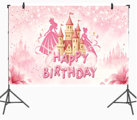 Fondo de Cumpleaños con Diseño de Castillo de Princesa, Fondo Fotográfico Rosa Brillante para Niñas, Primer Cumpleaños, Decoración para Fiesta de Baby Shower
