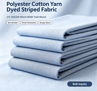 Tissu sergé tissé à rayures verticales teintes en fil de polyester et coton 21S 150GSM 57/58" de largeur, matière de doublure pour chemises, sacs, canapés