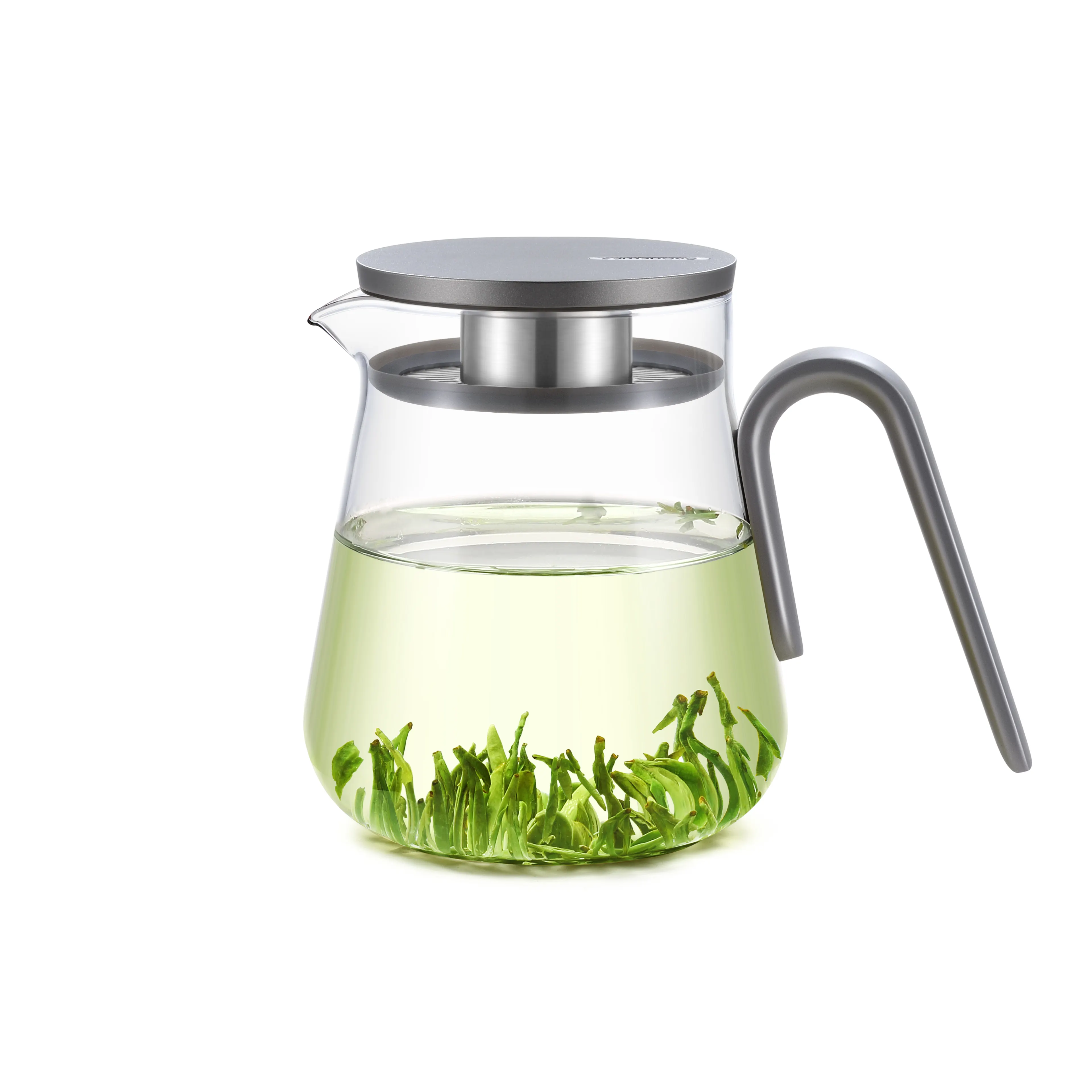 Samadoyo S/S teko teh kaca, teko teh terintegrasi pembuat teh kaca dengan tutup aluminium