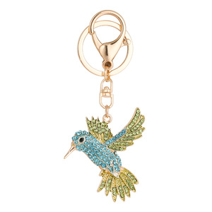 Vente en gros de porte-clés personnalisés Mode de luxe fermoir mousqueton mignon Birdie Diamond Bling Rhinestone porte-clés en métal - Product Image 1