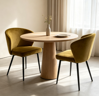 Chaise de salle à manger moderne en velours rembourrée, dossier incurvé, pieds en métal noir, chaise d'appoint de luxe pour la maison et les restaurants