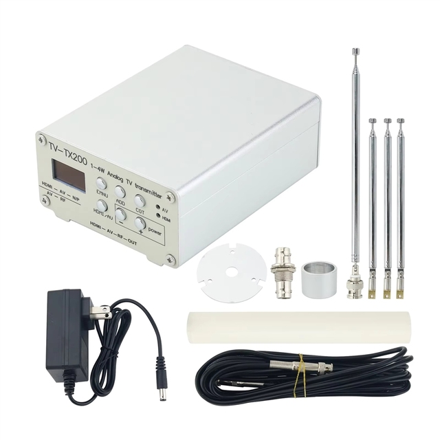 GGDX TV-TX200 VHF/UHF Analog TV Transmitter Support AV Input Signal with GP Umbrella Antenna
