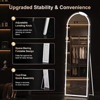Espejo de Cuerpo Entero Arqueado Inteligente con Luces LED de 3 Colores Regulables, Control Táctil, Resistente al Agua, Desmontable para Vestidor y Dormitorio