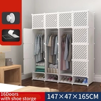 Armoire modulaire en plastique JAYA DIY, armoire de rangement portable pour vêtements de chambre à coucher avec double tringle de suspension, organisateur en cubes, vente en gros