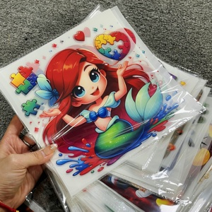 卸売カスタム漫画キャラクター熱転写ステッカーTシャツ用、DTFビニール洗濯可能＆耐久性のあるPETフィルムアイロン転写 - Product Image 1