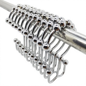 YIWANG Chrome Double <b>Curtain</b> Rod Shower <b>Hooks</b> <b>Curtain</b> Hanging Ring - Product Image 2