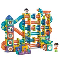 2024 Magic Magnetic Paradise STEM, Bloques de Construcción de Pistas Magnéticas, 128 Piezas, Juguete de Construcción de Tubos de Plástico, Juguete Magnético de Carreras para Niños