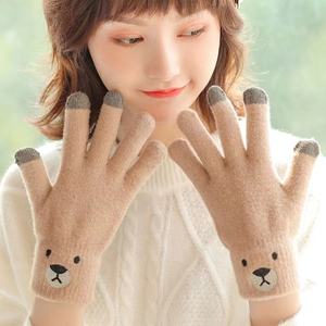 Guanti da ciclismo per donne guanti da lavoro a maglia autunno inverno guanti caldi per studenti con dita sottili - Product Image 3