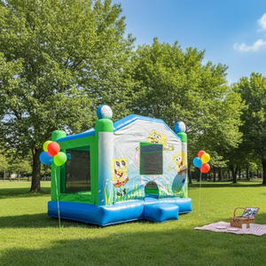 Castillo Inflable Verde para Niños, Brincolín Inflable Combinado, Casa de Brinco Inflable para Exteriores, Castillos Inflables para Fiestas - Product Image 1