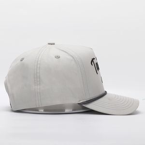 Custom 5 Panel <b>Grey</b> Rope Hat,High Quality Embroidery Logo Curved Brim Quick Dry Nylon Snap Back <b>Baseball</b> <b>Cap</b> - Product Image 4