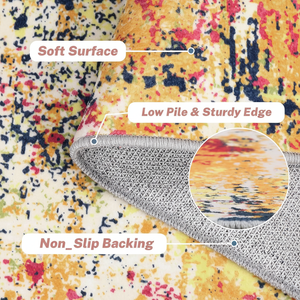 Nueva llegada moderno abstracto 9x12 interior guardería hogar Oficina suave rosa/amarillo antideslizante lavable gran sala de estar alfombra para - Product Image 1
