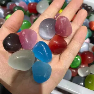 Cat Eye Crystal Quartz Healing Tumbled Stone Polished Gravel Chip For Decoration