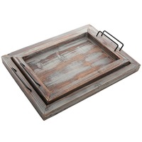 Plateau de service en bois avec poignée métallique pour la maison, l'hôtel, la table, le service alimentaire, le rangement – Meilleure vente
