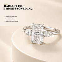 Bague de fiançailles en or 18 carats sur mesure, diamant de laboratoire taille radiant couleur DEF, trois pierres, cadeau de mariage, bijoux fins