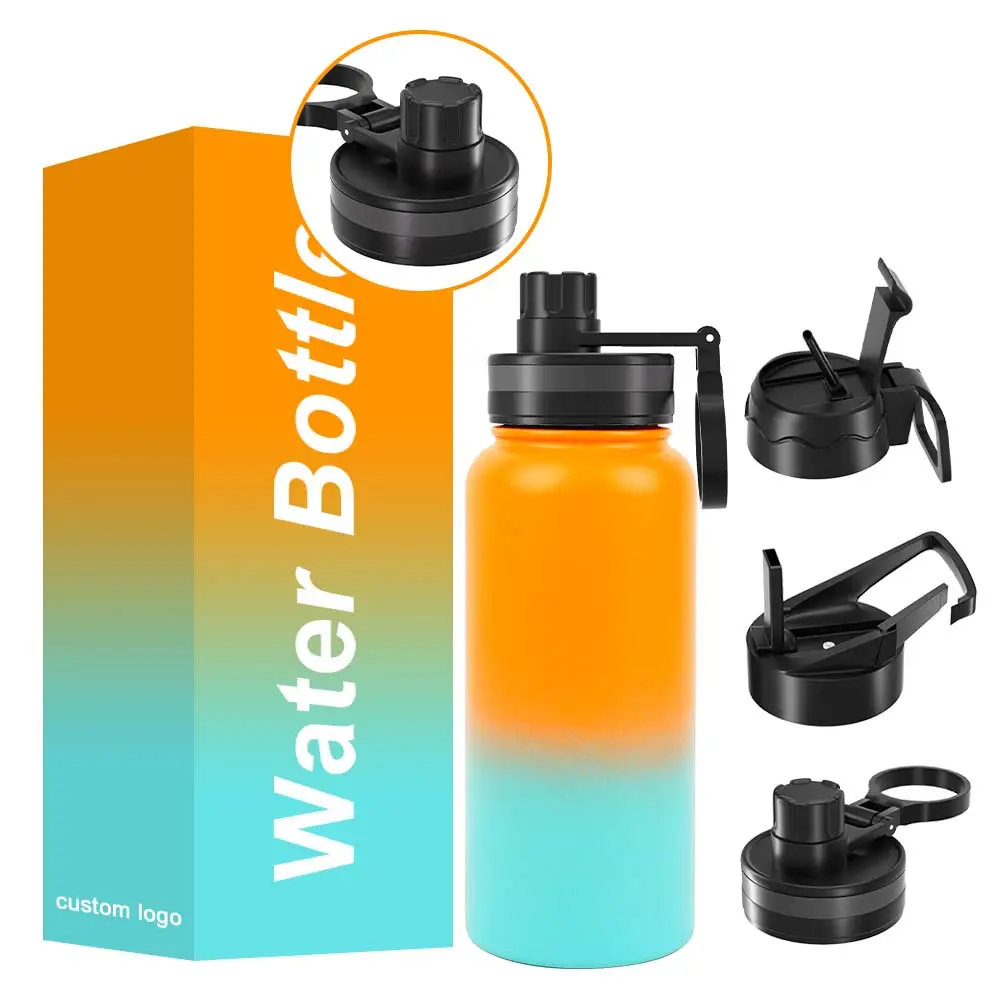 Chất lượng cao trường 128 oz BPA Free thẩm mỹ chai nước với Silicone Vòng tròn nắp