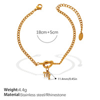 Bracelet ajustable en acier inoxydable plaqué or 18 carats avec breloque signe astrologique et nœud coulissant, bijou de mode pour femme, idéal pour le bureau